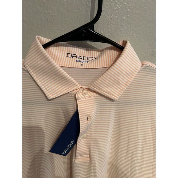 B. Draddy Sport Mens Small Golf Polo Shirt Orange Peach Striped - Picture 2 of 6